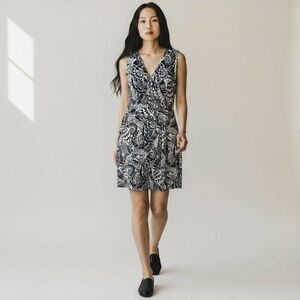 J. McLaughlin Womens Medium Blue & White Seashell Faux‎ Wrap Catalina Cloth EUC